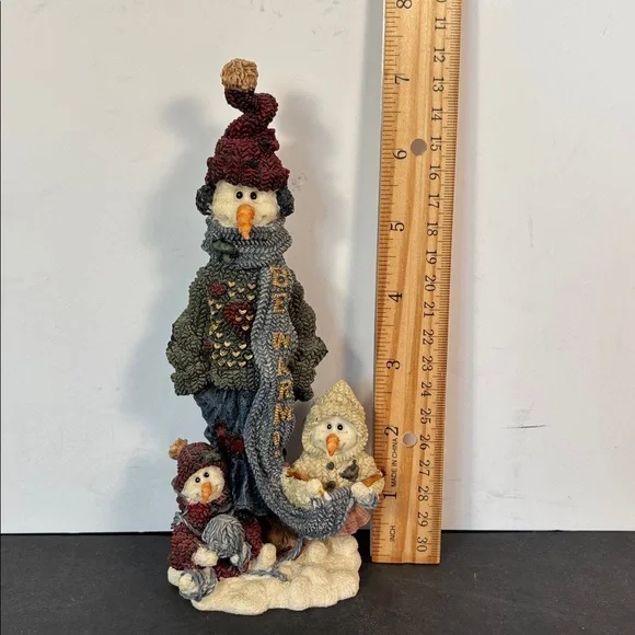 Boyds Folkstone Snowman Family “Be Warm” Figurine Style 2818 (1997) - Picture 7 of 8